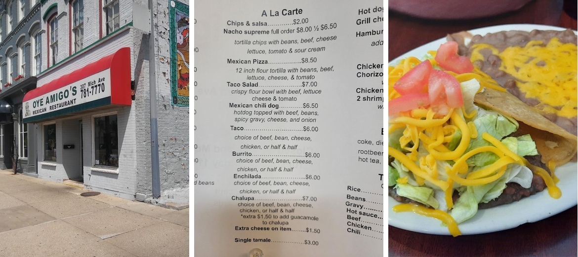 Oye Amigos Menu